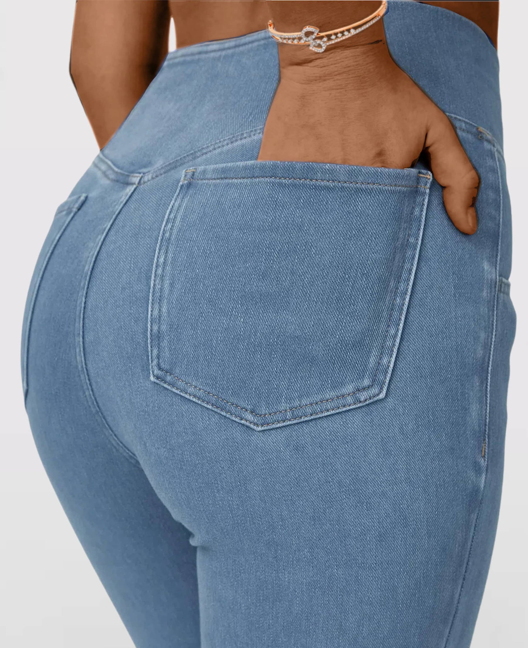 Calça Jeans de Cintura Alta Cruzada (Pague 1 leve 2)